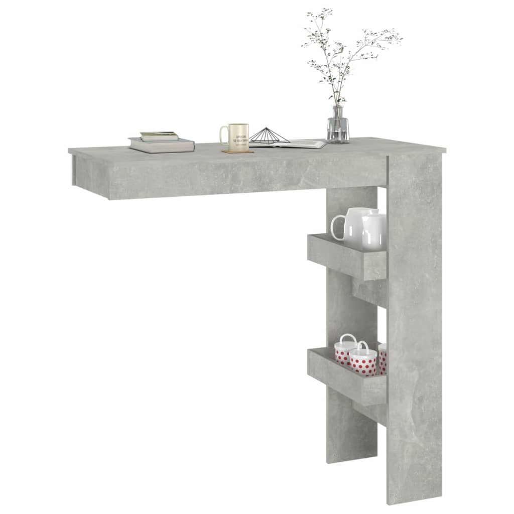 vidaXL Mesa bar parede 102x45x103,5cm derivados madeira cinza cimento