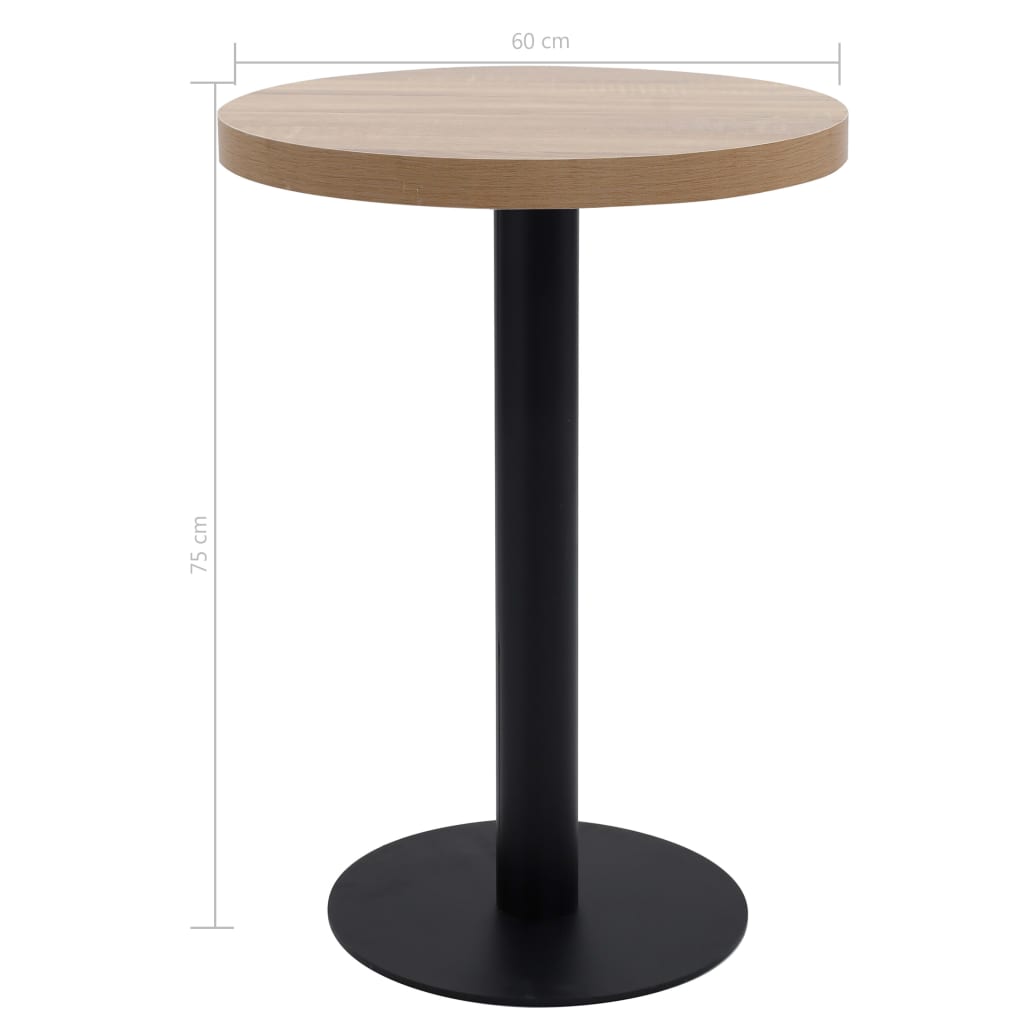 vidaXL Mesa bistrô 60 cm MDF castanho-claro