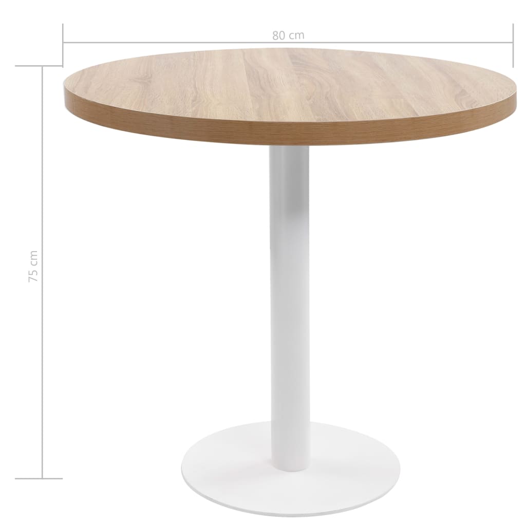 vidaXL Mesa bistrô 80 cm MDF castanho-claro