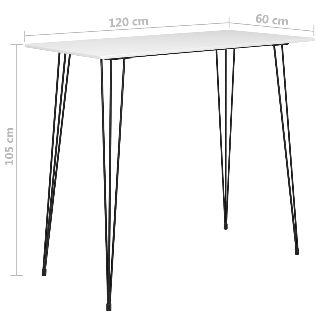 vidaXL Mesa de bar 120x60x105 cm branco