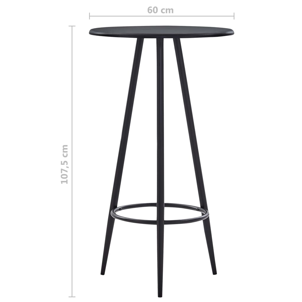 vidaXL Mesa de bar 60x107,5 cm MDF preto