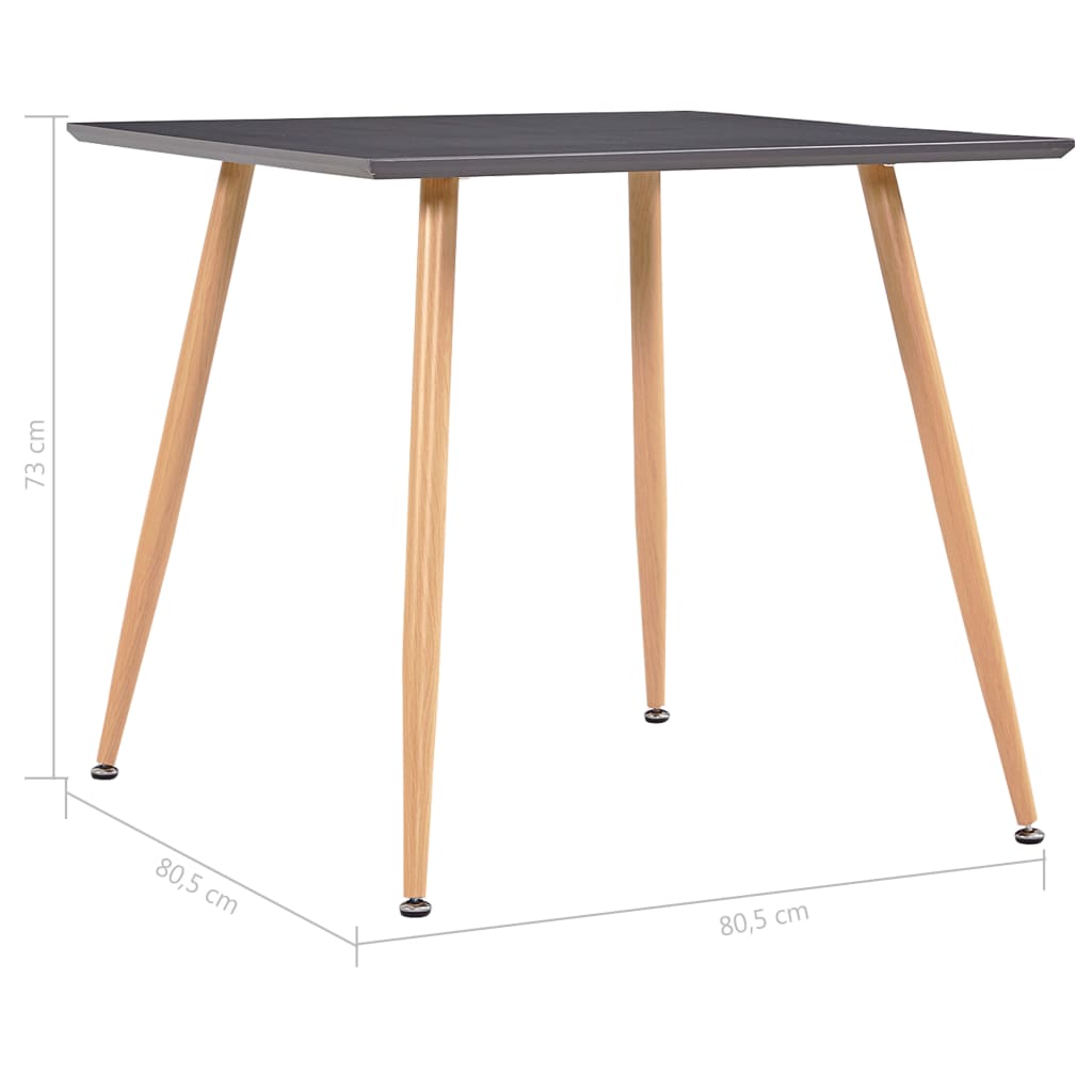 vidaXL Mesa de jantar 80,5x80,5x73 cm MDF cor cinzento e carvalho