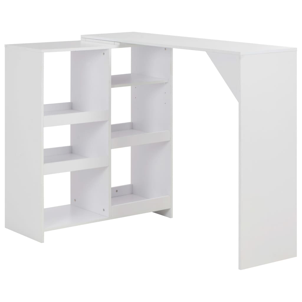 vidaXL Mesa de bar com prateleira movível branco 138x39x110 cm