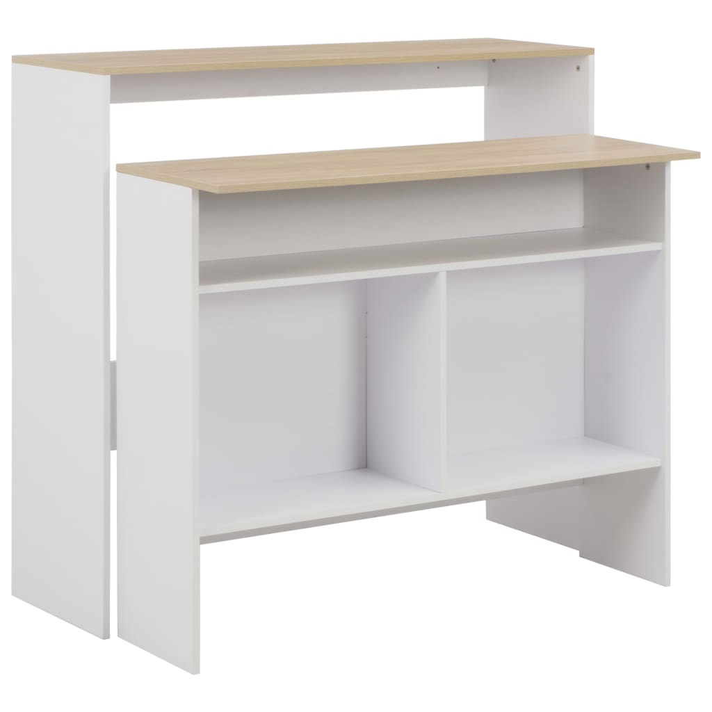 vidaXL Mesa de bar com 2 tampos 130x40x120 cm branco e carvalho