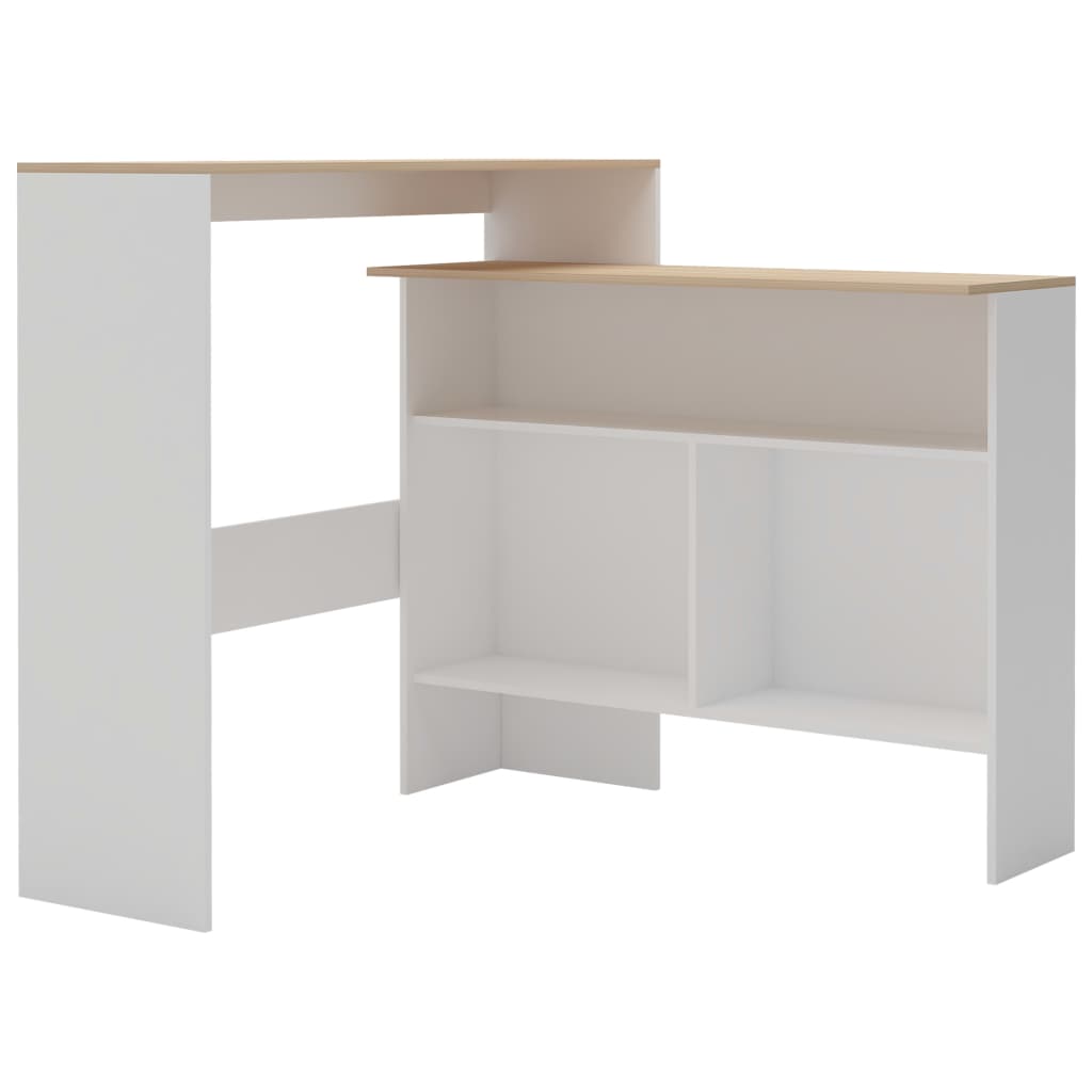 vidaXL Mesa de bar com 2 tampos 130x40x120 cm branco e carvalho