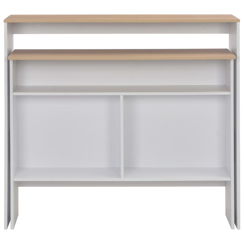 vidaXL Mesa de bar com 2 tampos 130x40x120 cm branco e carvalho