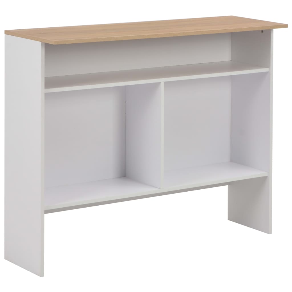 vidaXL Mesa de bar com 2 tampos 130x40x120 cm branco e carvalho