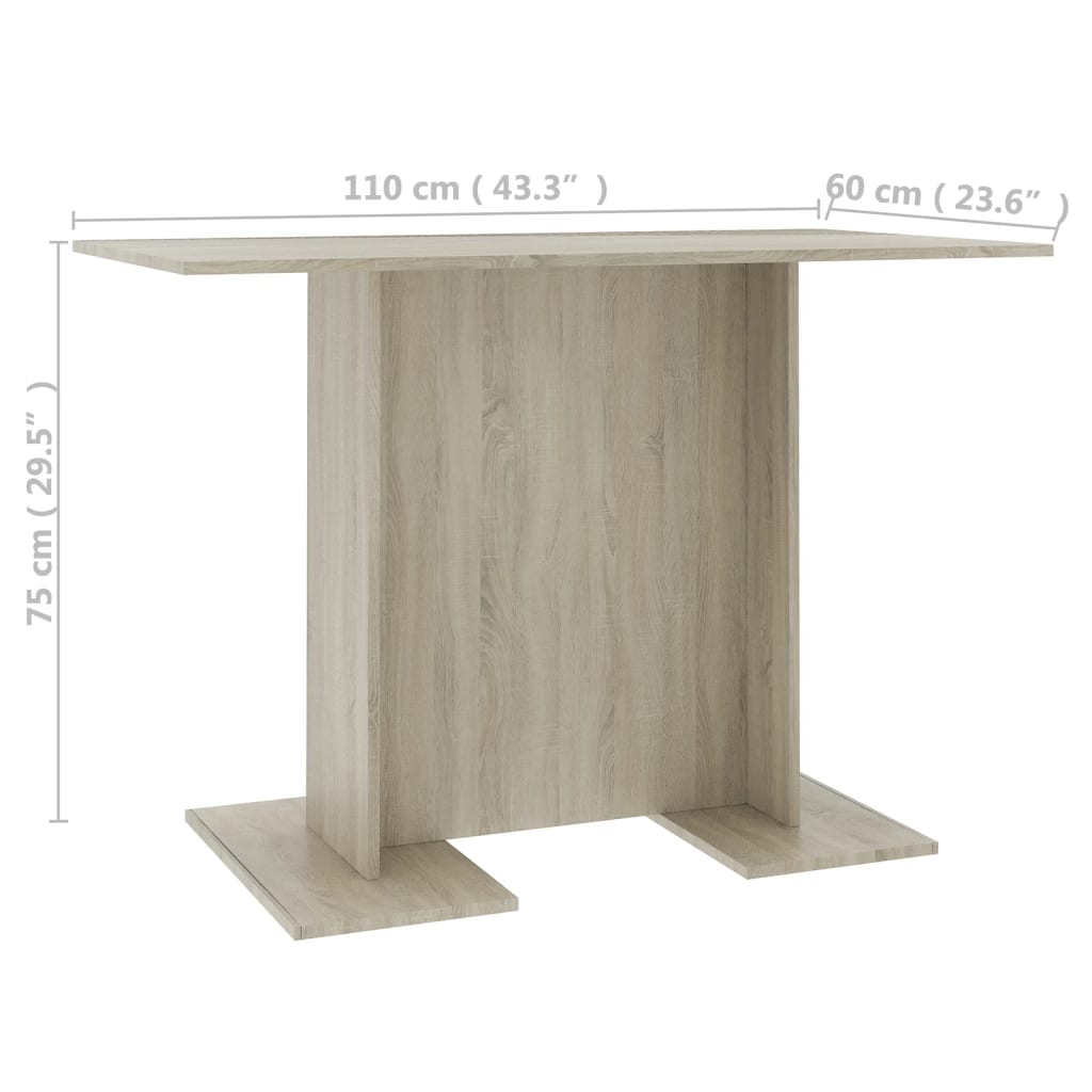 vidaXL Mesa de jantar 110x60x75 cm contraplacado carvalho sonoma