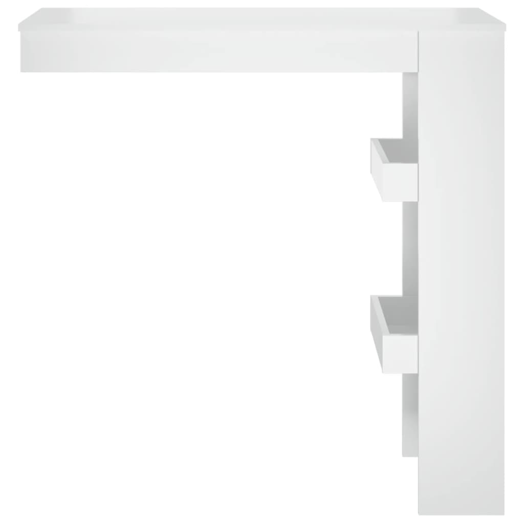 vidaXL Mesa bar parede 102x45x103,5cm derivados madeira branco brilh.