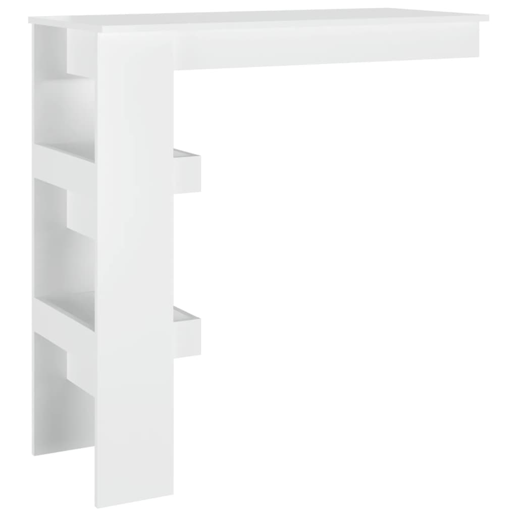 vidaXL Mesa bar parede 102x45x103,5cm derivados madeira branco brilh.