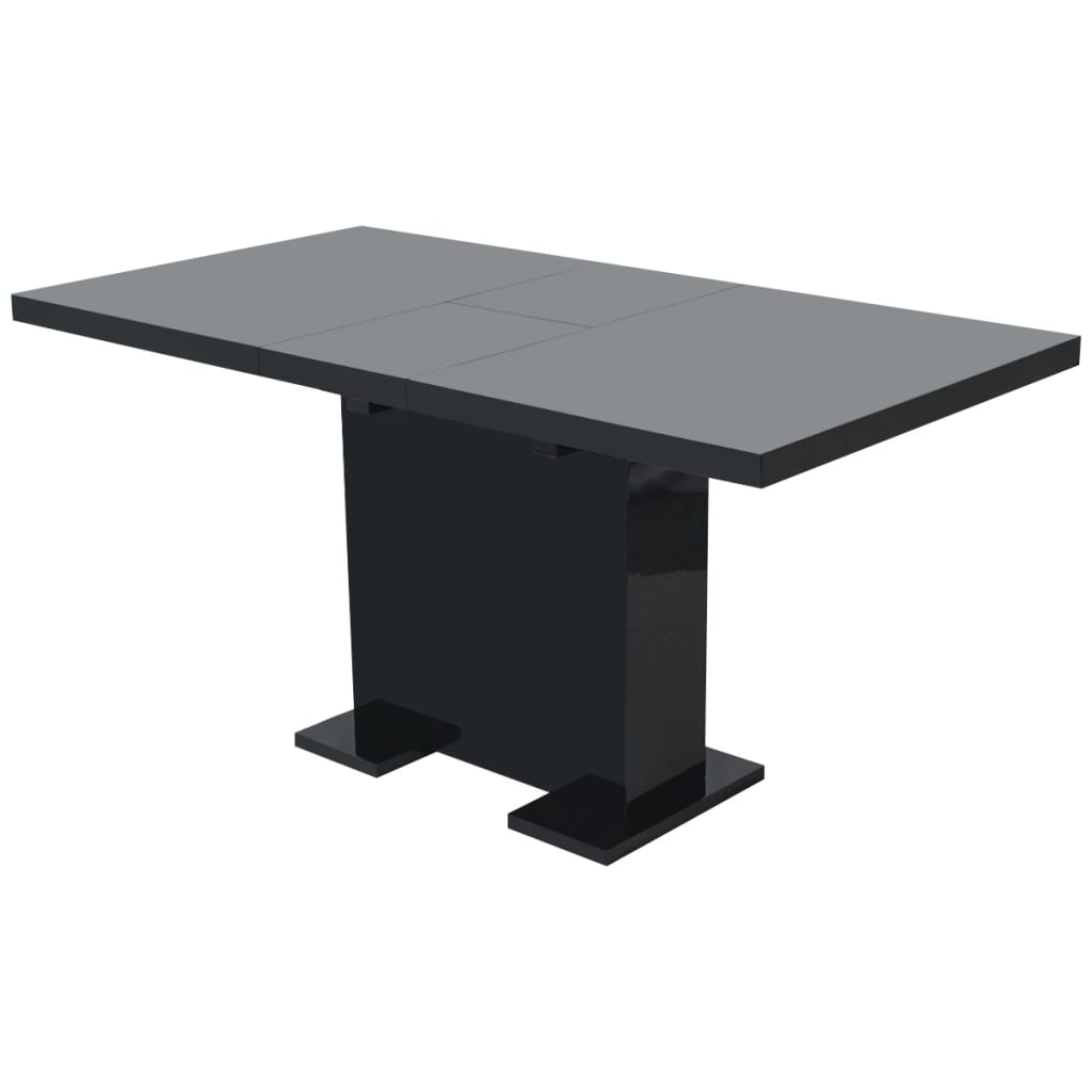 vidaXL Mesa de jantar extensível preto brilhante