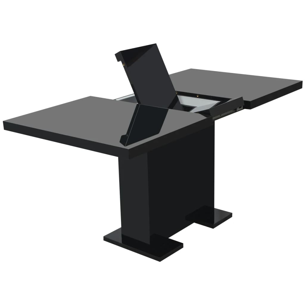 vidaXL Mesa de jantar extensível preto brilhante