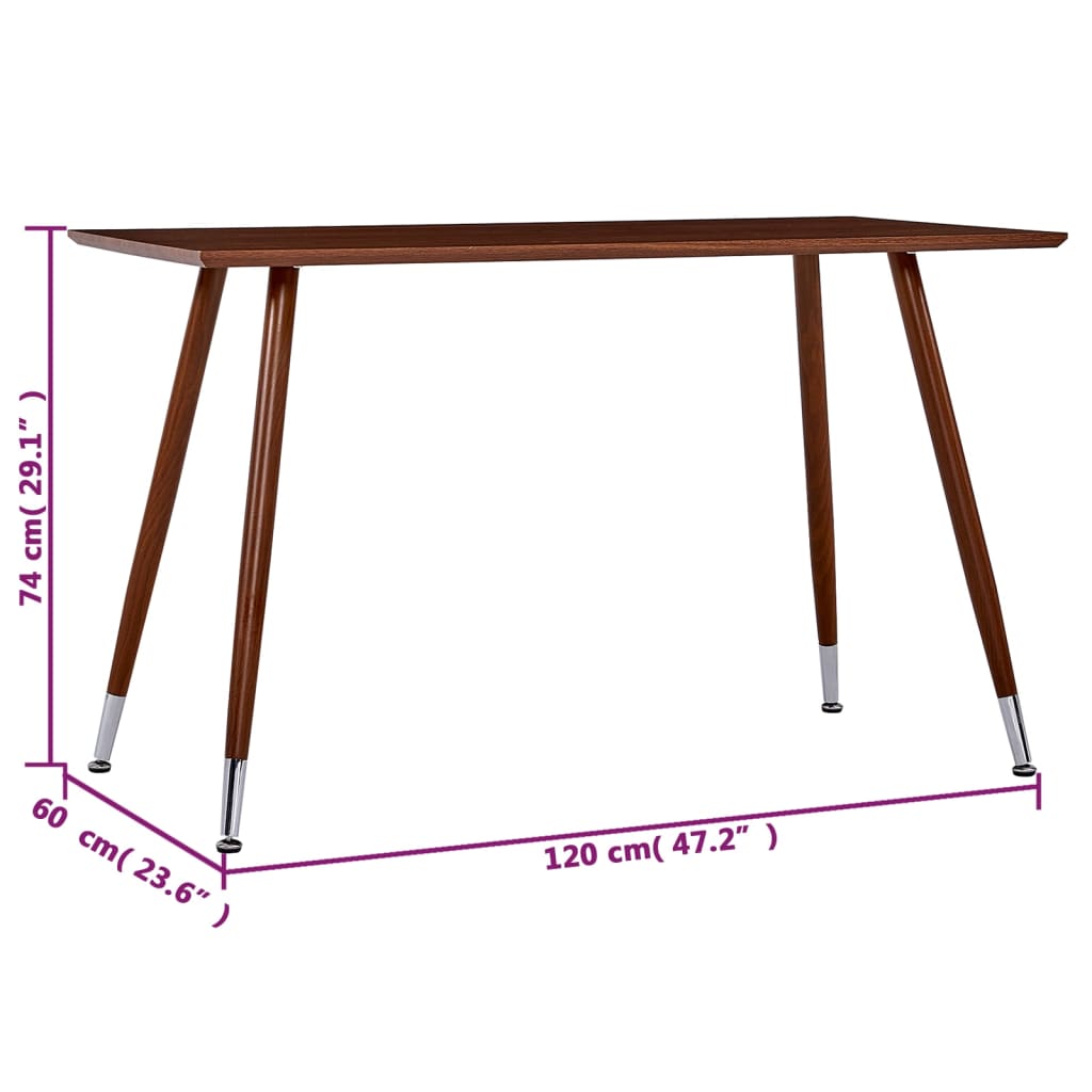 vidaXL Mesa de jantar 120x60x74 cm MDF castanho