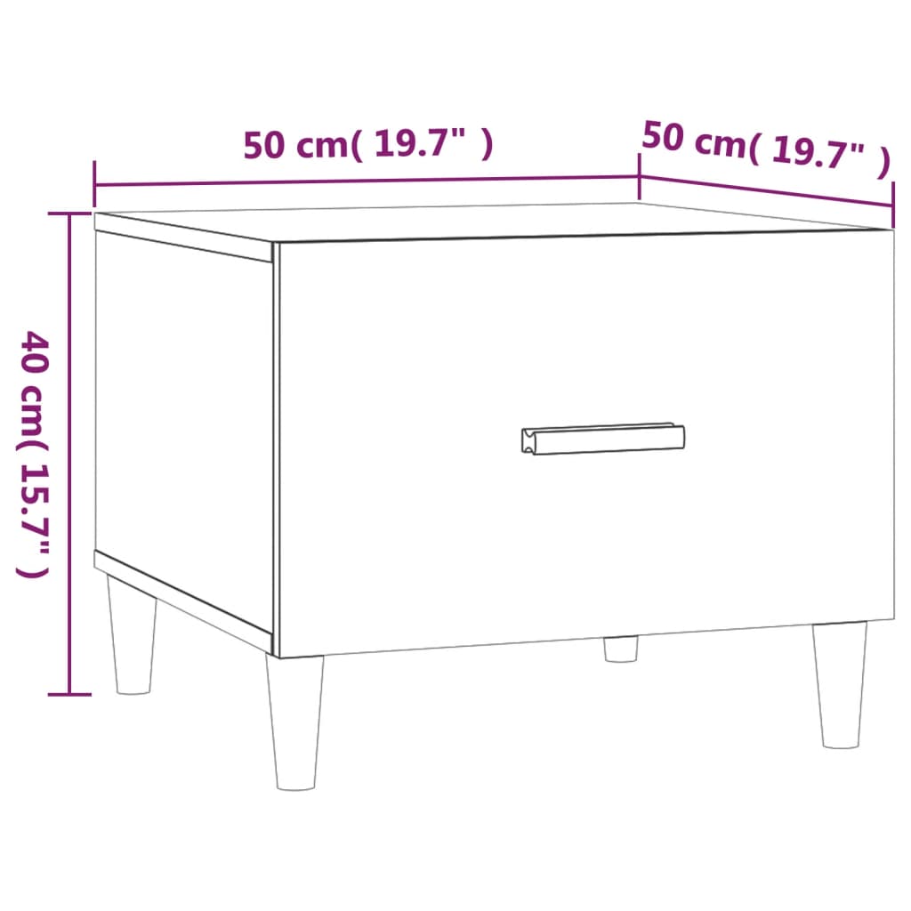 vidaXL Mesa de centro 50x50x40 cm derivados de madeira cinzento sonoma