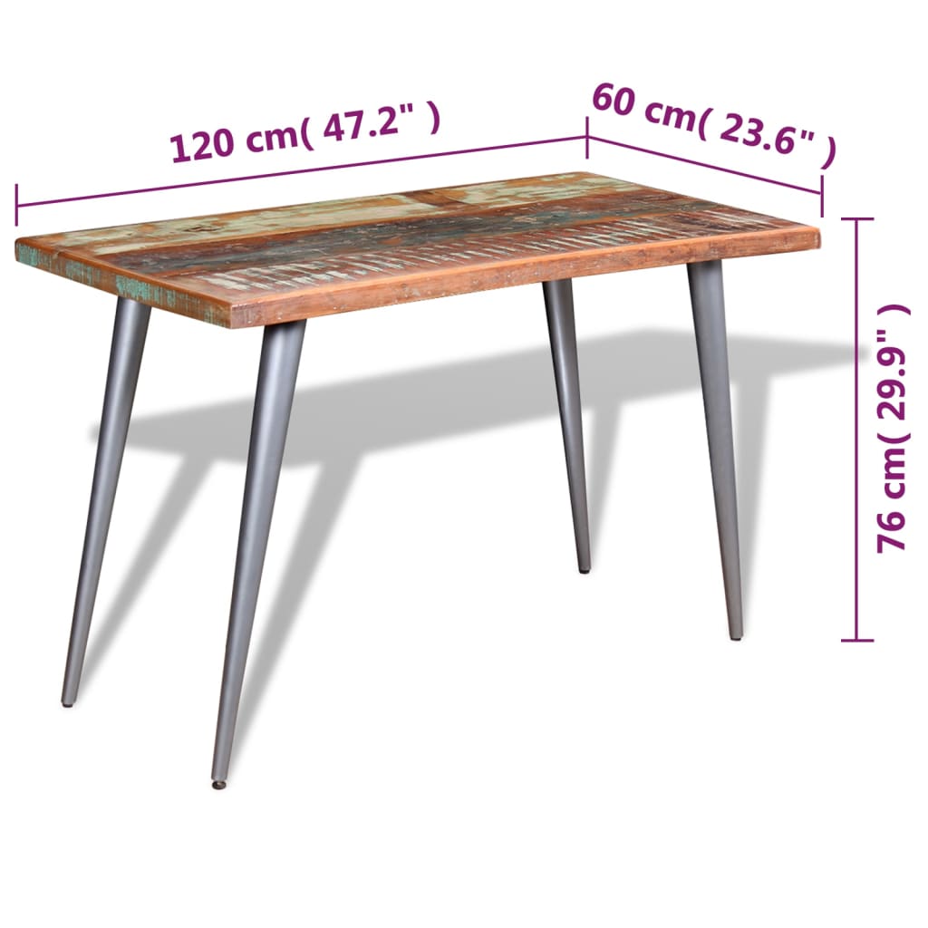 vidaXL Mesa de jantar madeira reciclada maciça 120x60x76 cm