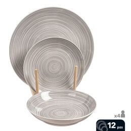 Caison|Louça de Porcelana Caison Sakura Castanho Cinzento Porcelana 12 Peças