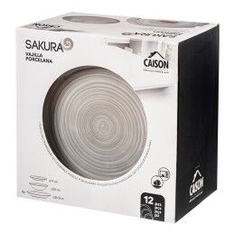 Caison|Louça de Porcelana Caison Sakura Castanho Cinzento Porcelana 12 Peças