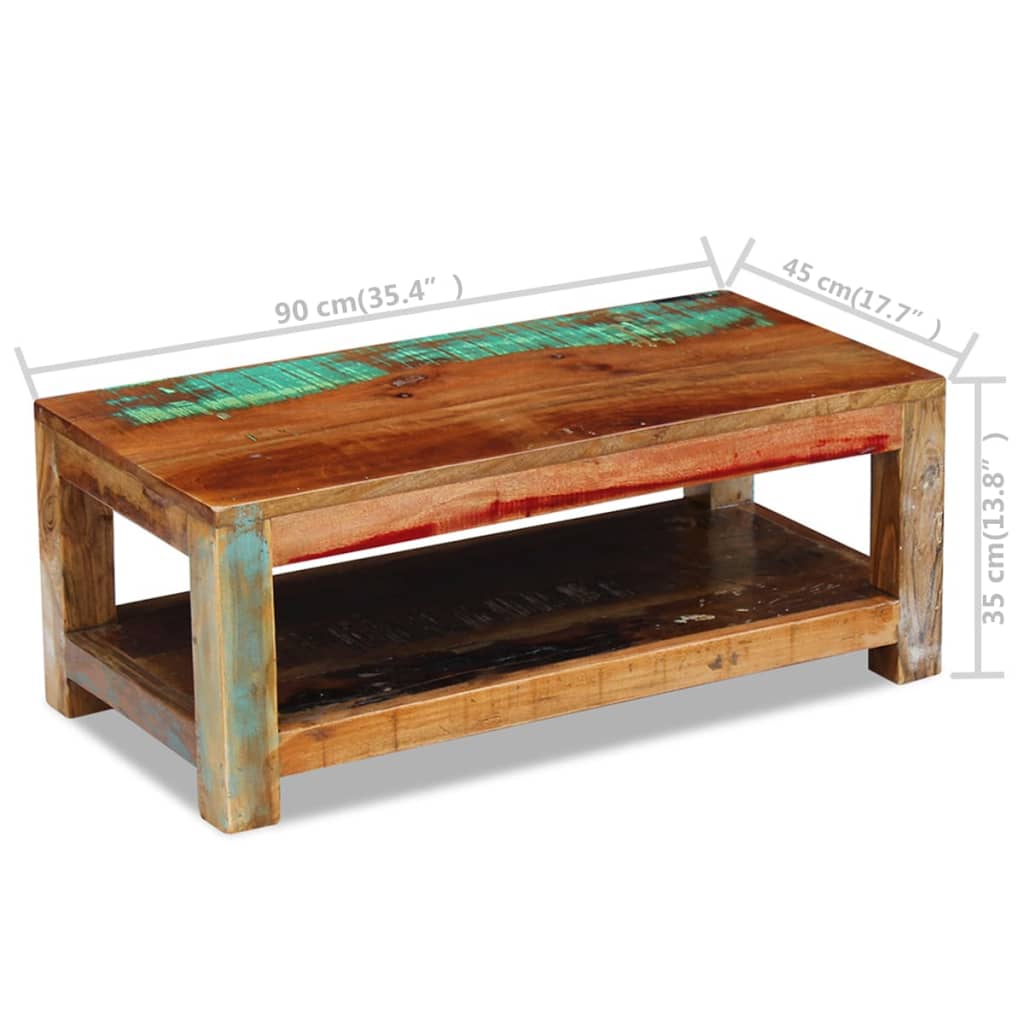 vidaXL Mesa de centro 90x45x35 cm madeira reciclada maciça