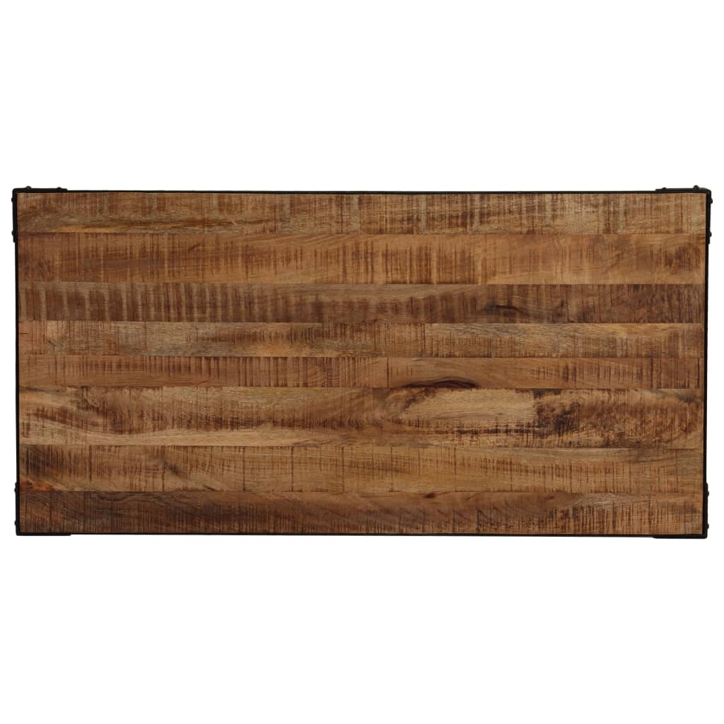 vidaXL Mesa jantar madeira de mangueira maciça áspera + aço 120 cm