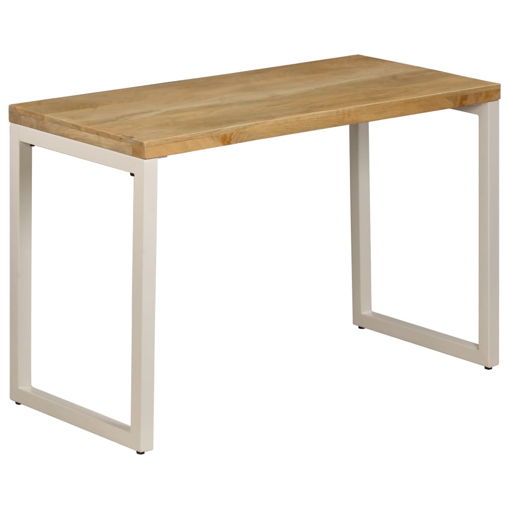 vidaXL Mesa de jantar 115x55x76 cm madeira de mangueira maciça e aço