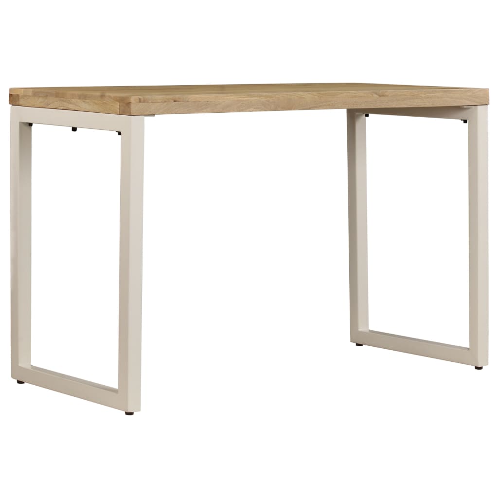 vidaXL Mesa de jantar 115x55x76 cm madeira de mangueira maciça e aço