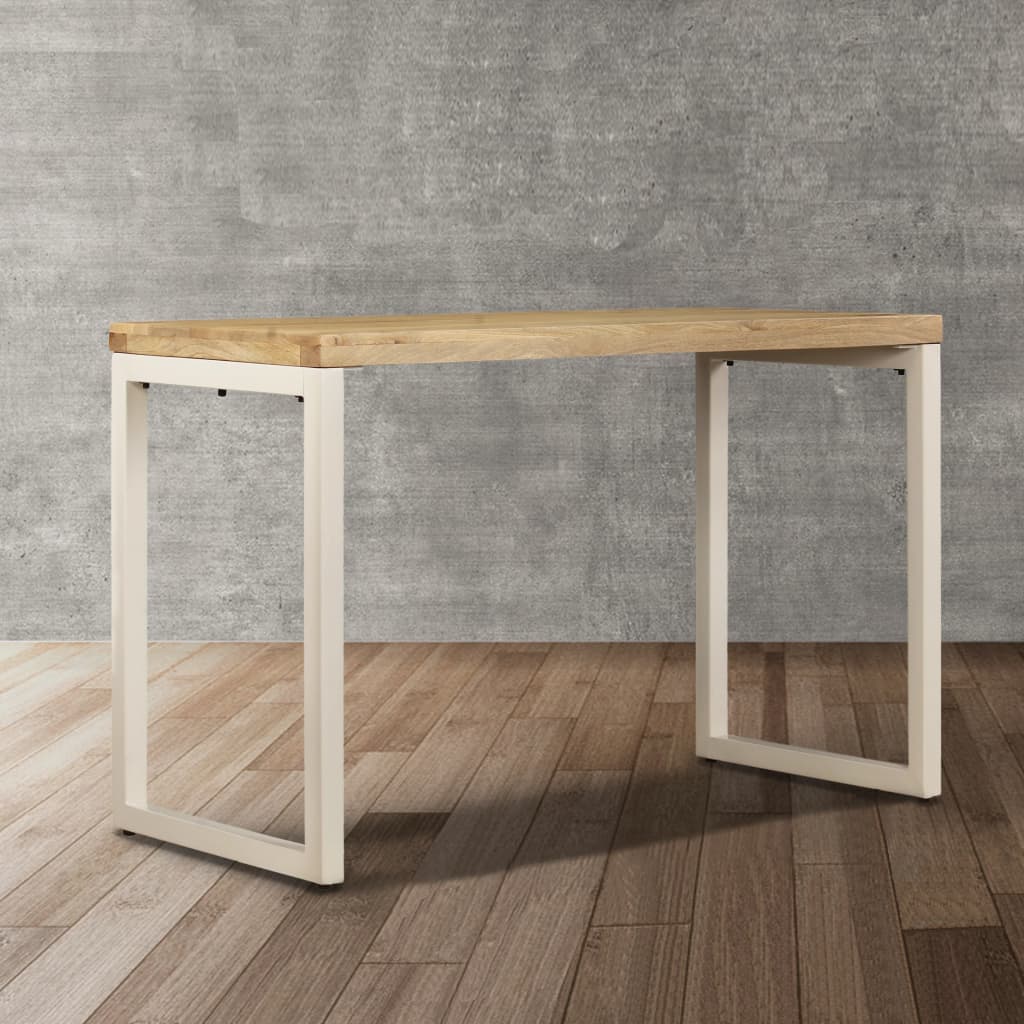 vidaXL Mesa de jantar 115x55x76 cm madeira de mangueira maciça e aço