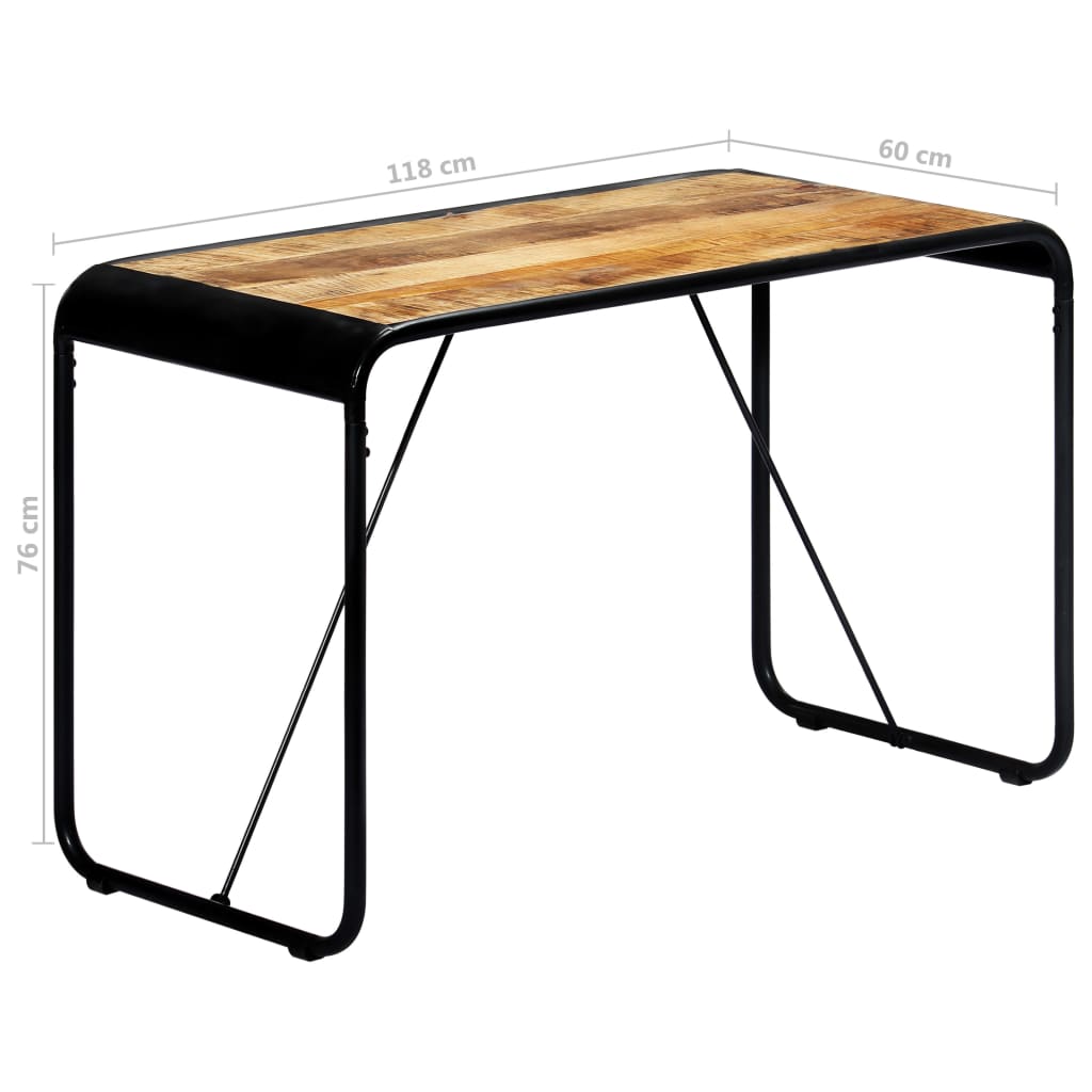 vidaXL Mesa de jantar 118x60x76 cm madeira de mangueira maciça áspera