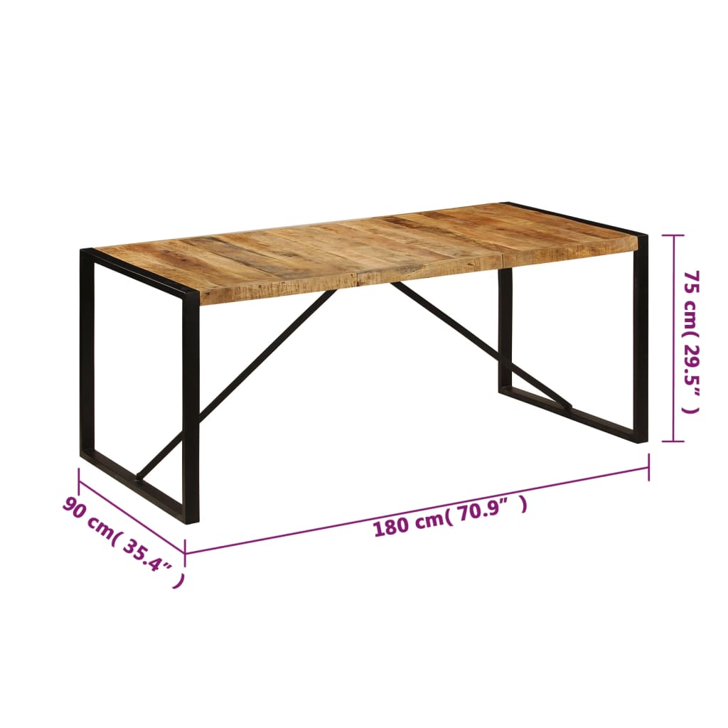 vidaXL Mesa de jantar 180x90x75 cm madeira de magueira maciça