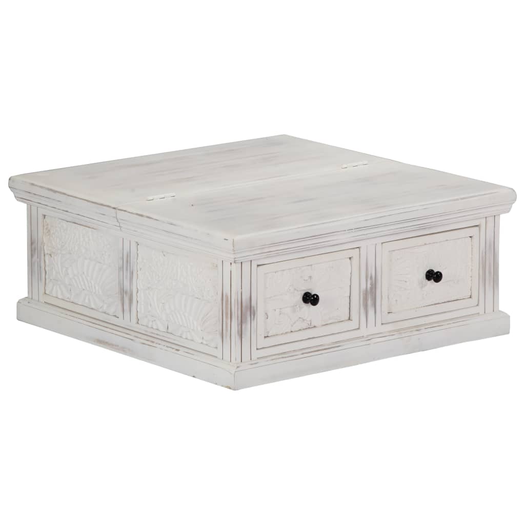 vidaXL Mesa de centro 70x70x30 cm madeira de mangueira maciça branco