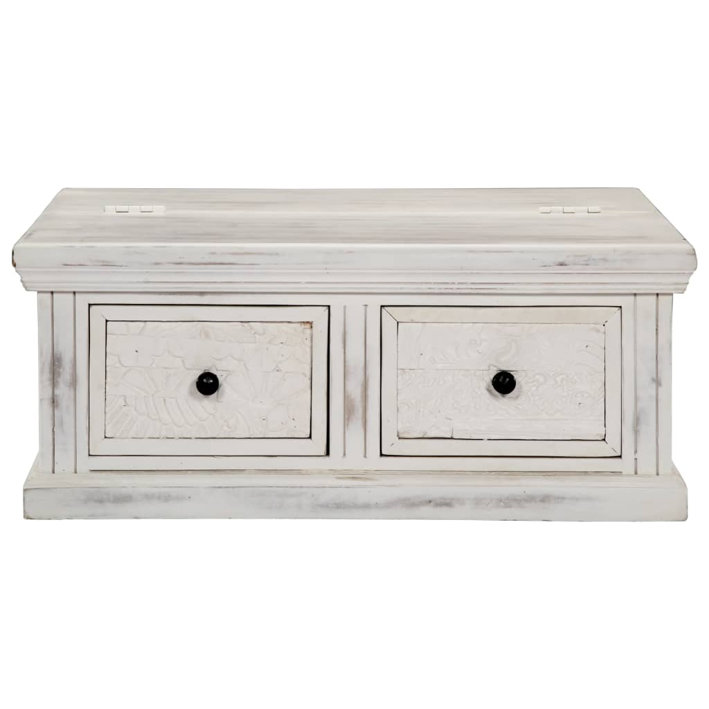 vidaXL Mesa de centro 70x70x30 cm madeira de mangueira maciça branco