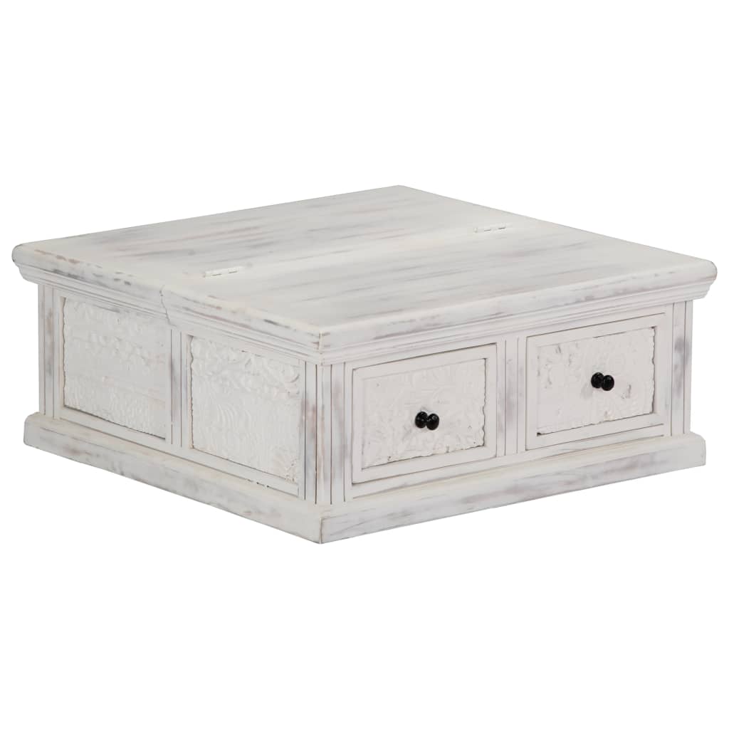 vidaXL Mesa de centro 70x70x30 cm madeira de mangueira maciça branco