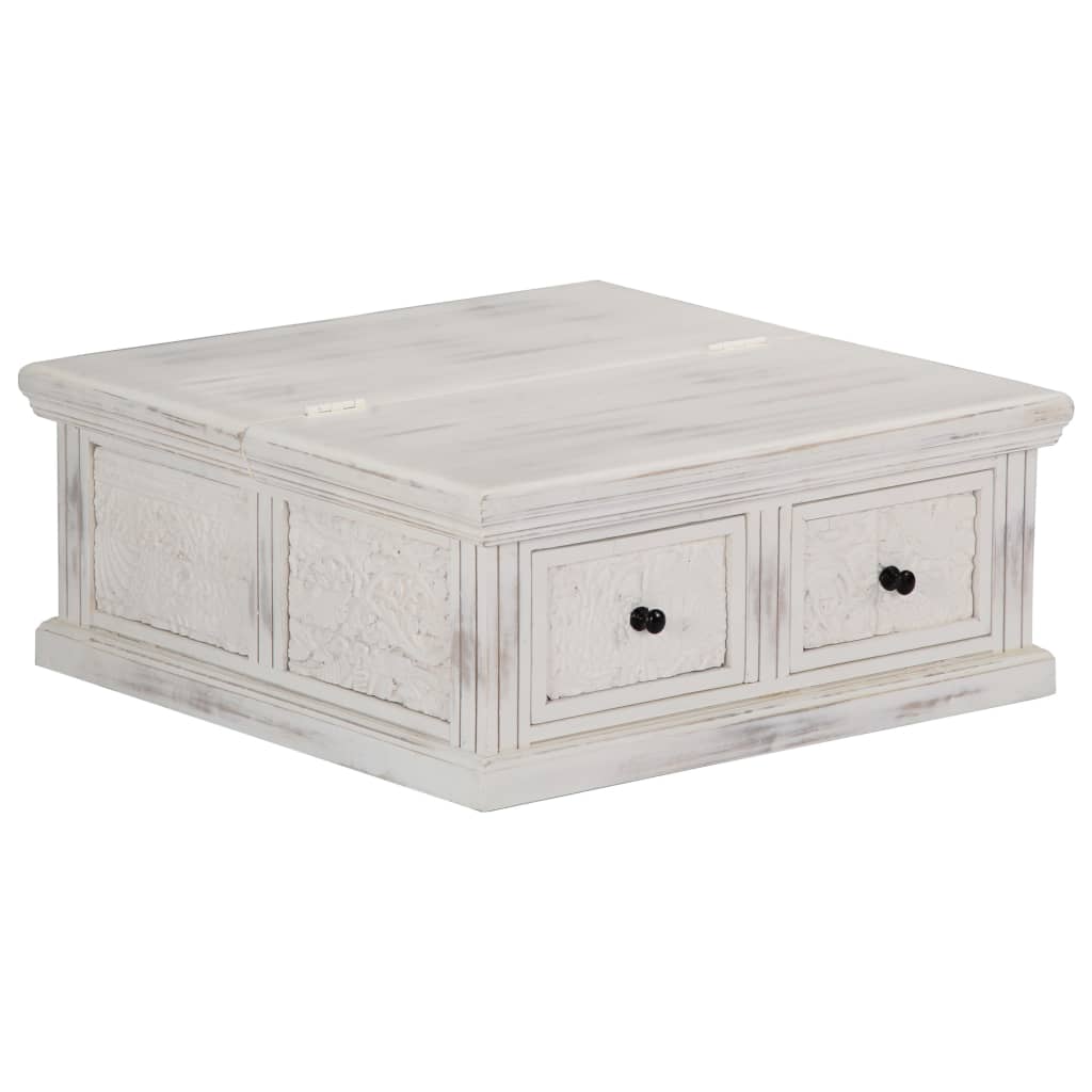 vidaXL Mesa de centro 70x70x30 cm madeira de mangueira maciça branco