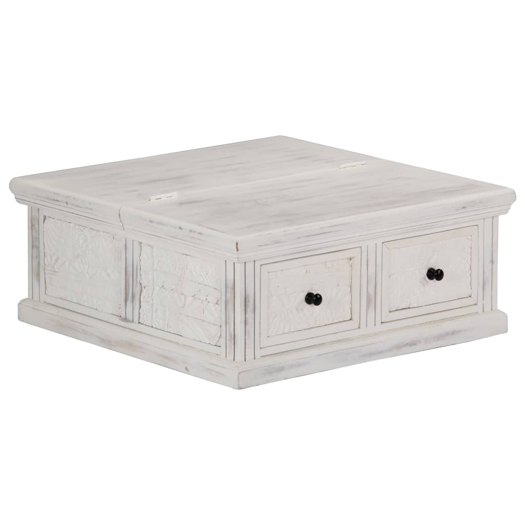 vidaXL Mesa de centro 70x70x30 cm madeira de mangueira maciça branco