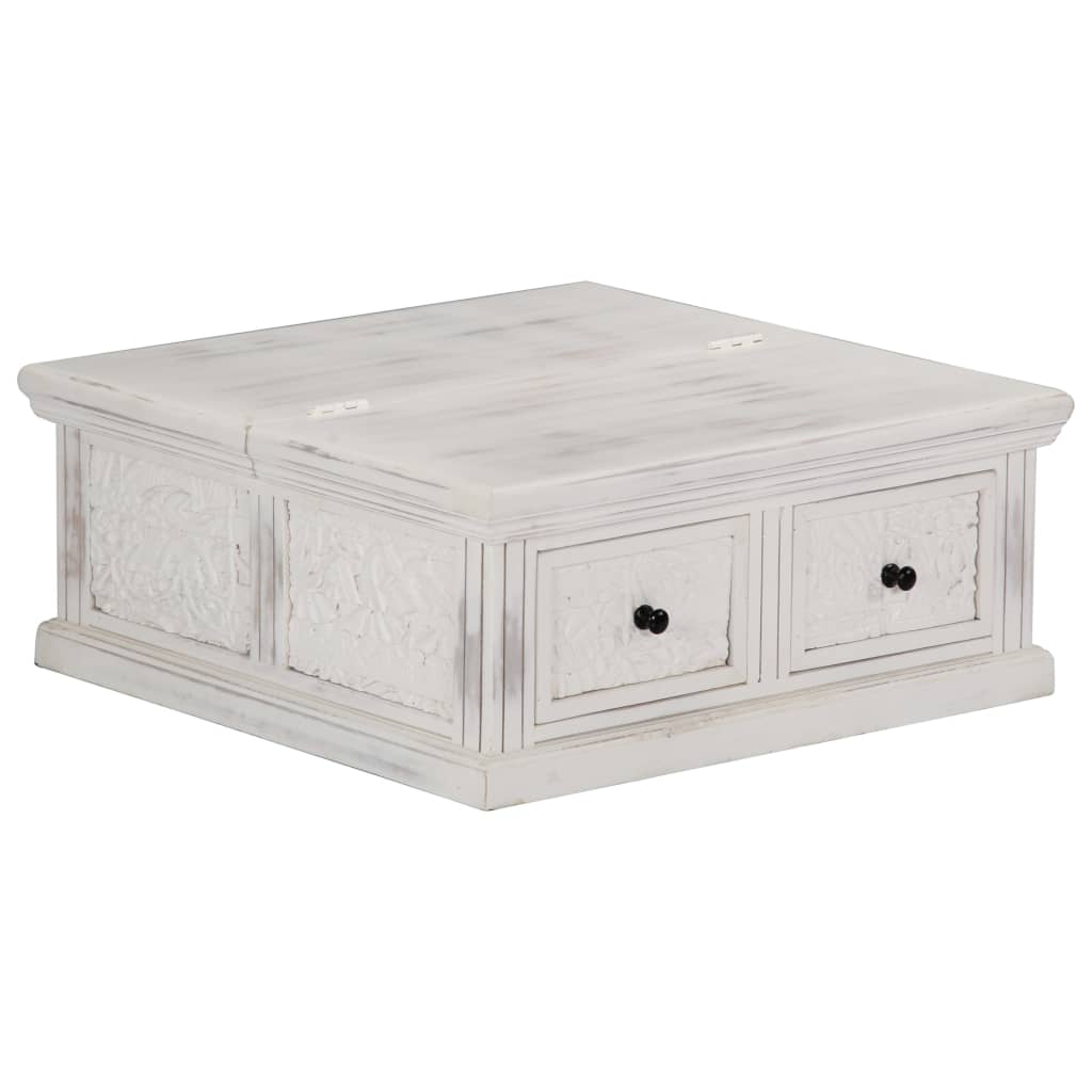 vidaXL Mesa de centro 70x70x30 cm madeira de mangueira maciça branco