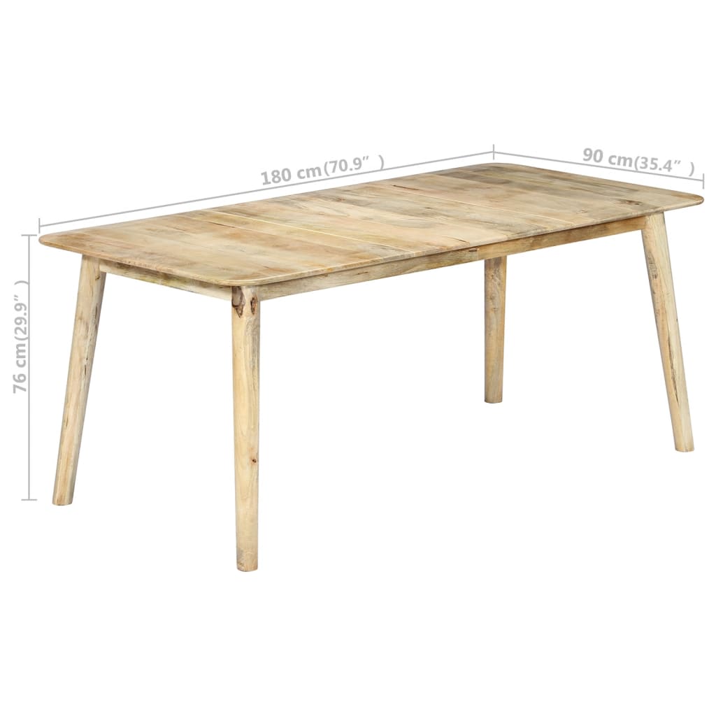 vidaXL Mesa de jantar madeira de mangueira maciça 180x90x76 cm