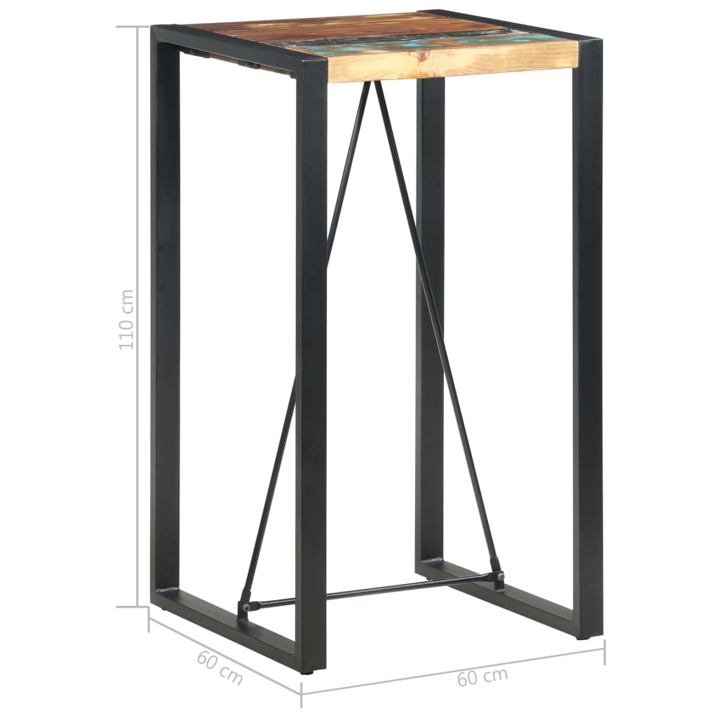 vidaXL Mesa de bar 60x60x110 cm madeira recuperada maciça