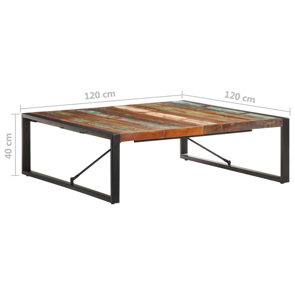 vidaXL Mesa de centro 120x120x40 cm madeira recuperada maciça