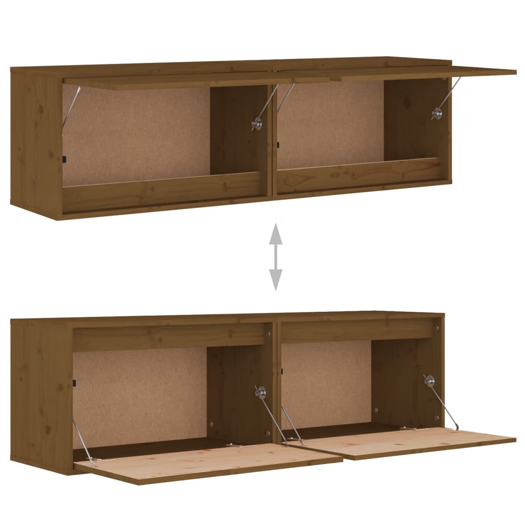 vidaXL Armários de parede 2 pcs 60x30x35 cm pinho maciço castanho mel