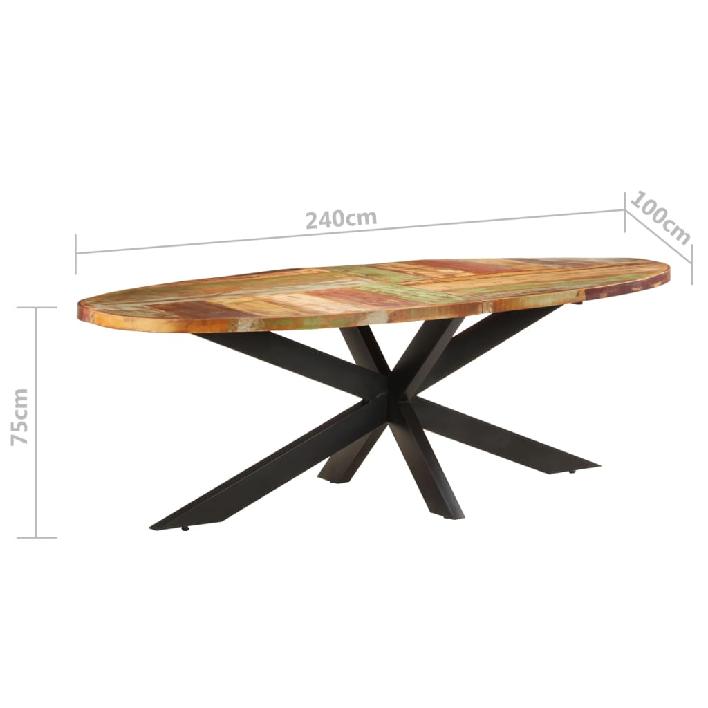 vidaXL Mesa de jantar 240x100x75 cm madeira recuperada maciça