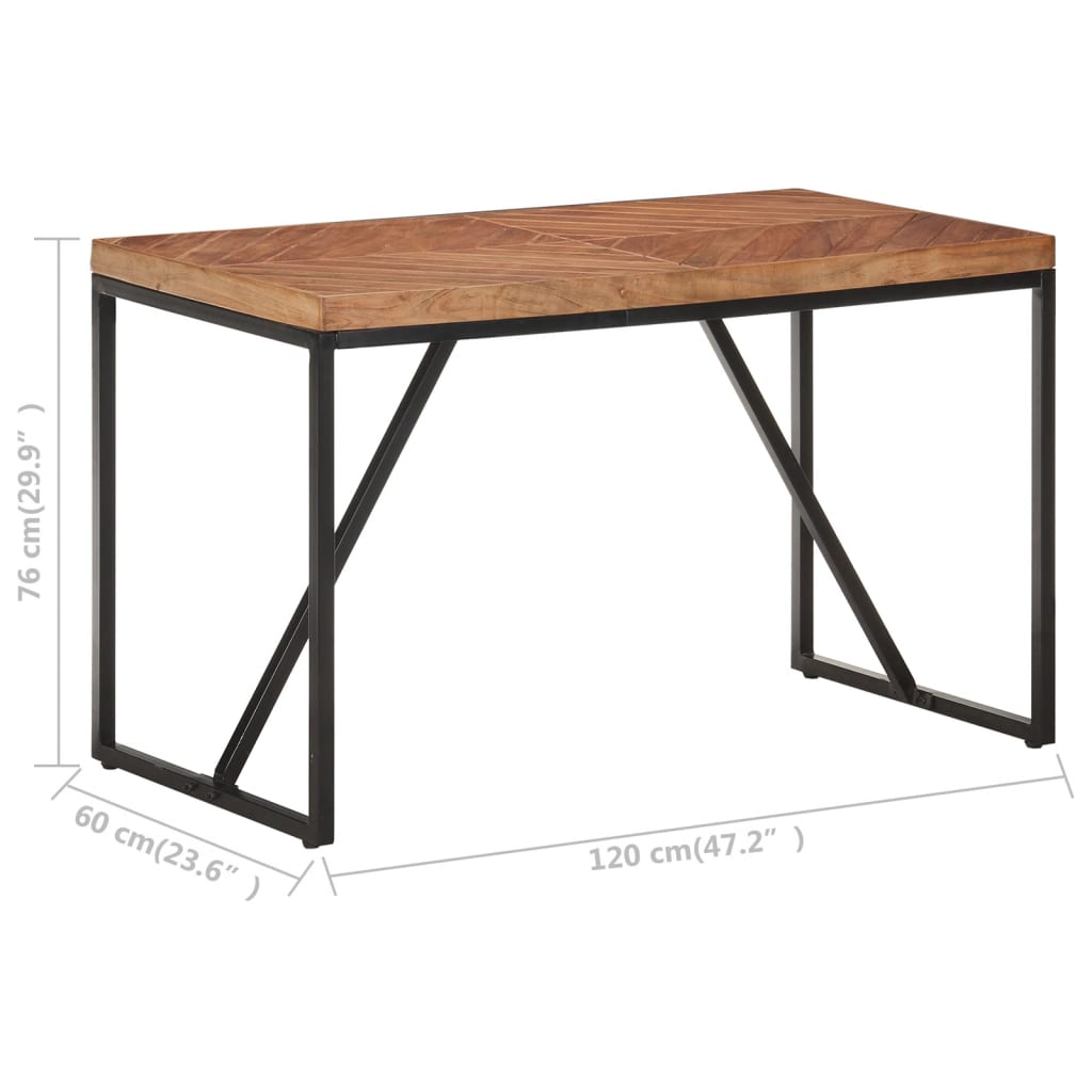 vidaXL Mesa de jantar 120x60x76 cm madeira acácia maciça e mangueira