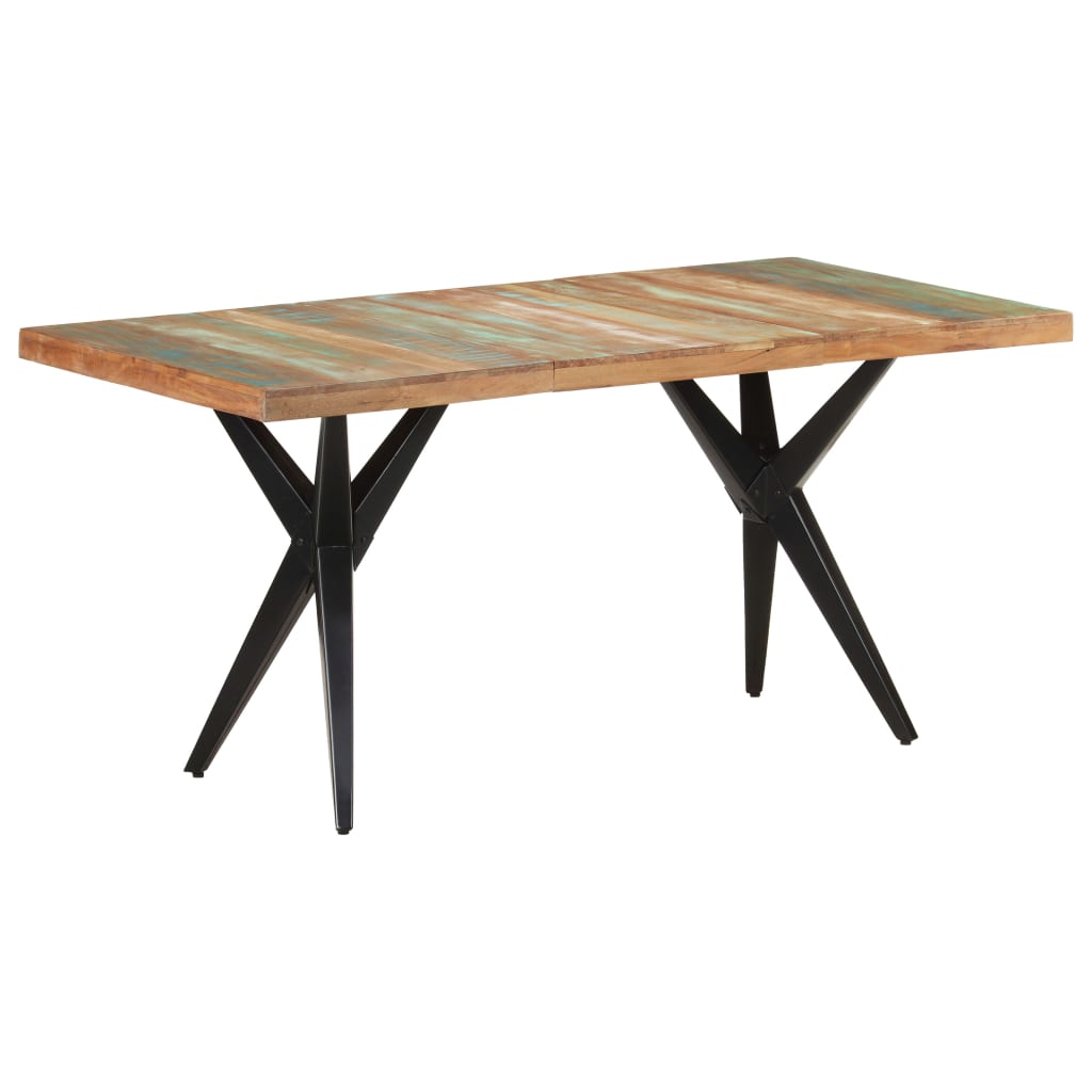 vidaXL Mesa de jantar 160x80x76 cm madeira recuperada maciça