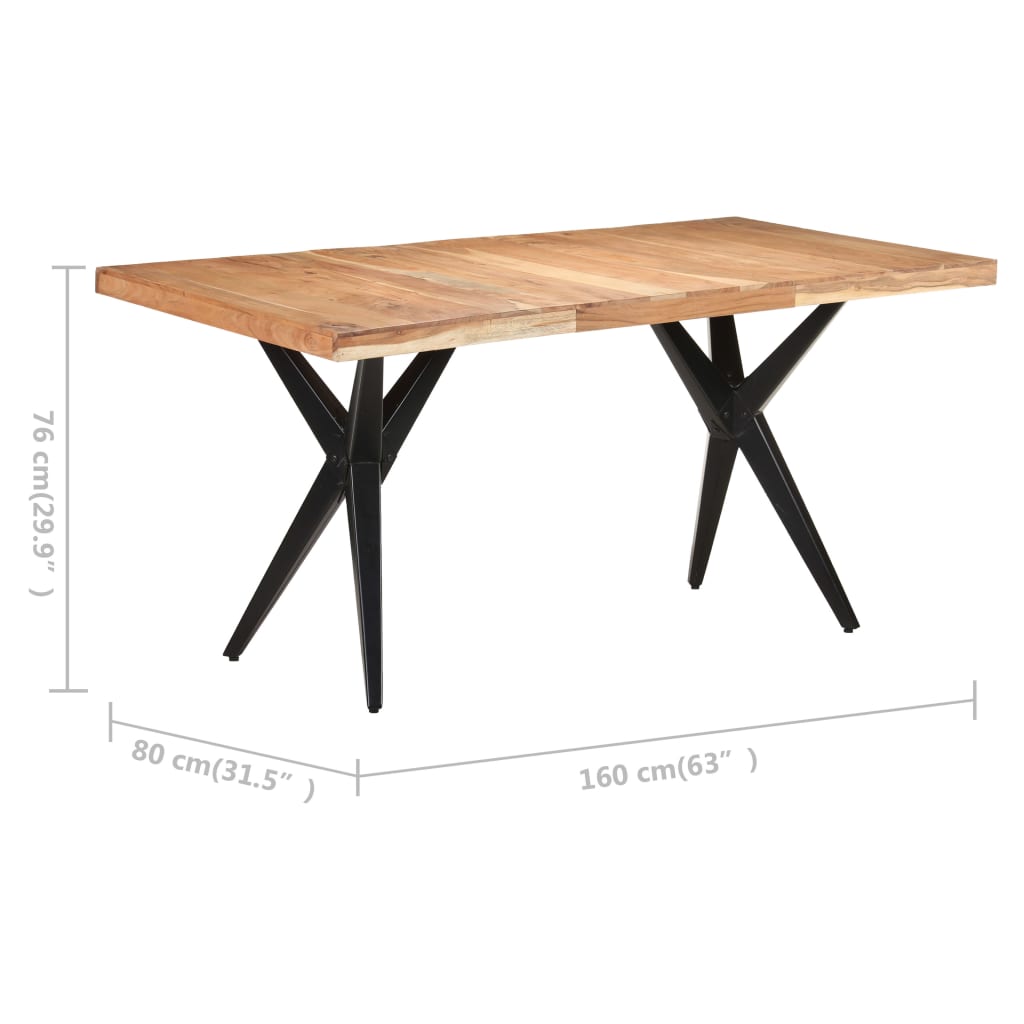 vidaXL Mesa de jantar 160x80x76 cm madeira de acácia maciça