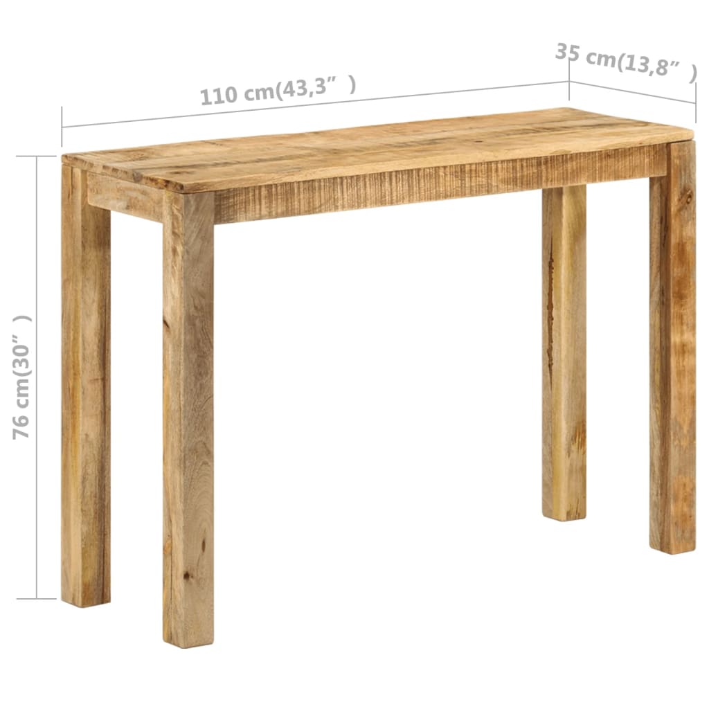 vidaXL Mesa consola 110x35x76 cm madeira de mangueira áspera