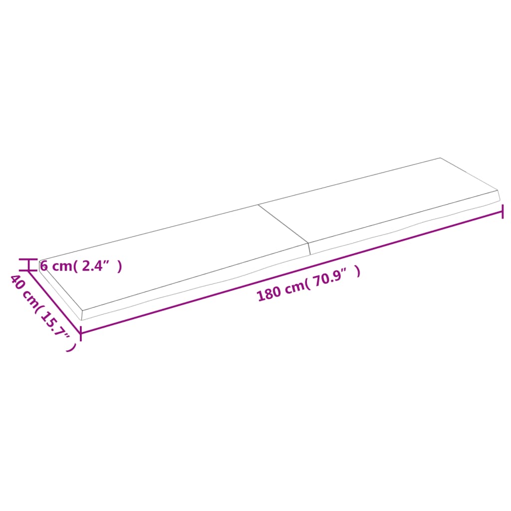 vidaXL Prateleira de parede 180x40x(2-6)cm carvalho maciço não tratado