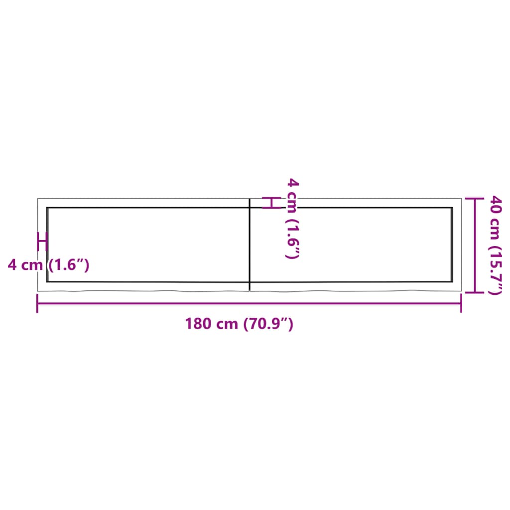 vidaXL Prateleira de parede 180x40x(2-6)cm carvalho maciço não tratado