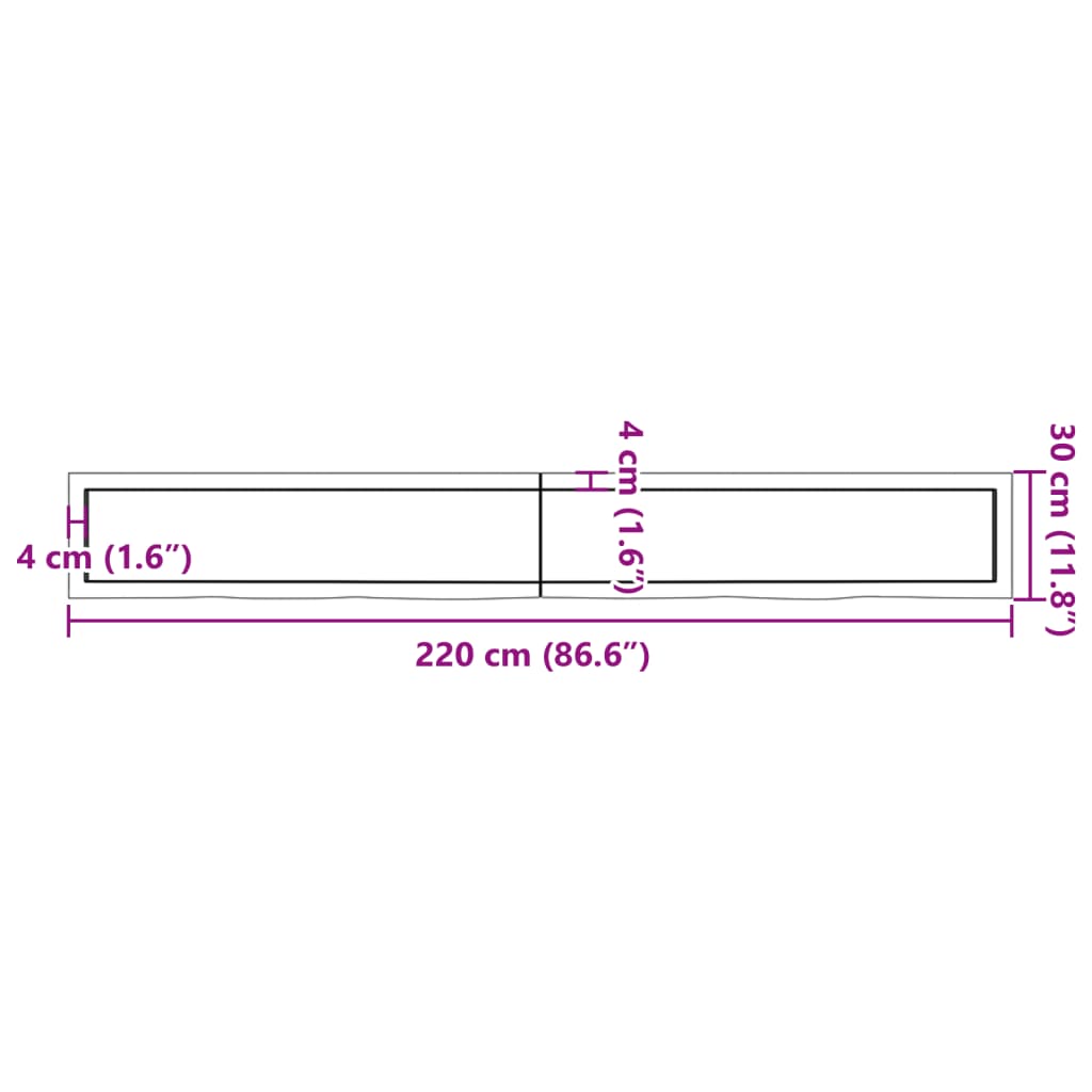 vidaXL Prateleira de parede 220x30x(2-4) cm carvalho tratado castanho