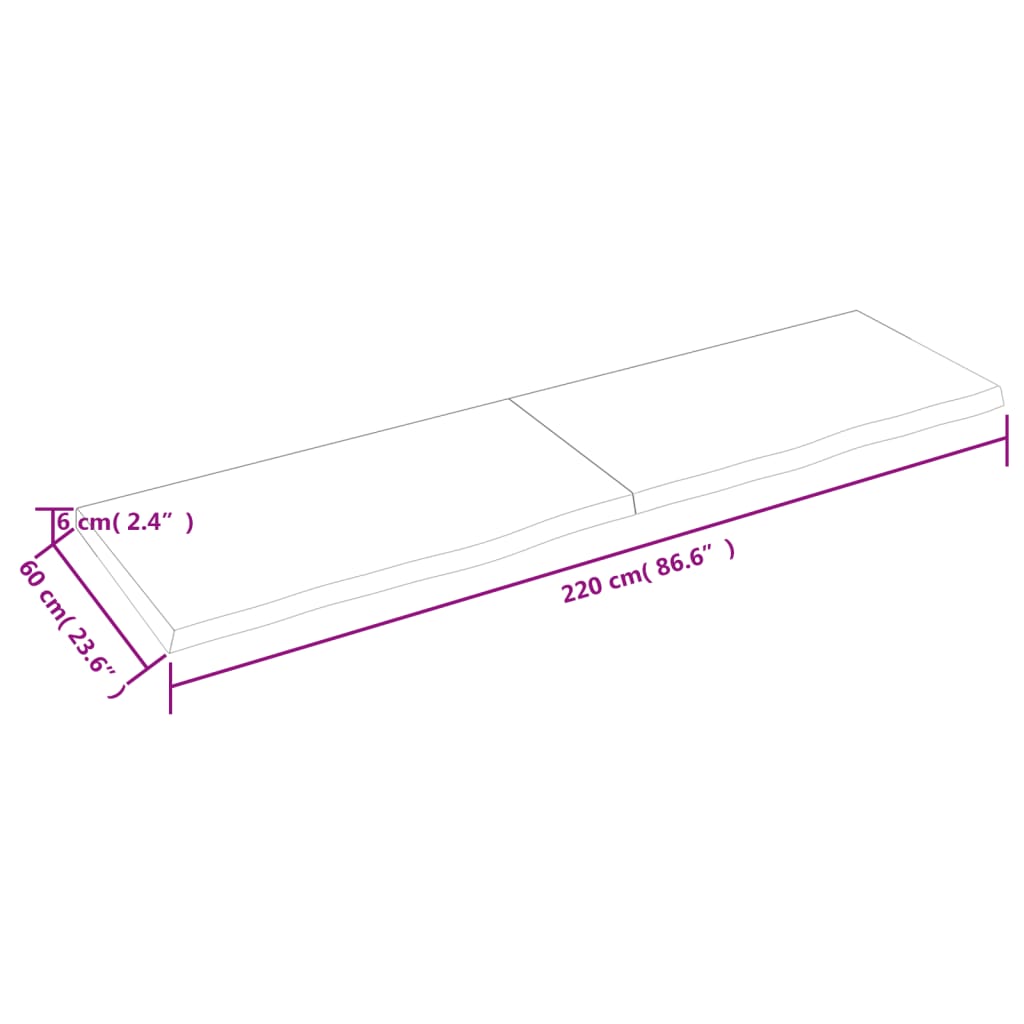 vidaXL Prateleira de parede 220x60x(2-6) cm carvalho tratado castanho