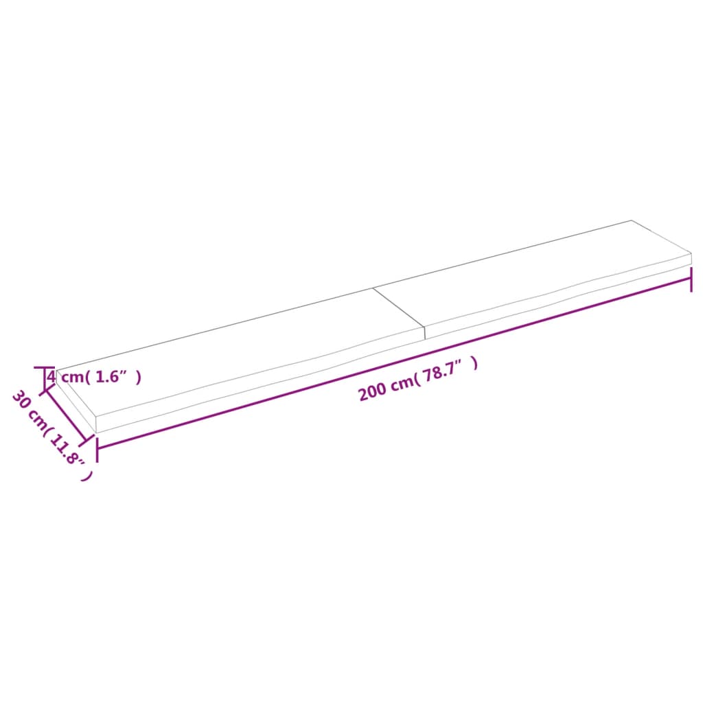 vidaXL Prateleira de parede 200x30x(2-4) cm carvalho tratado castanho