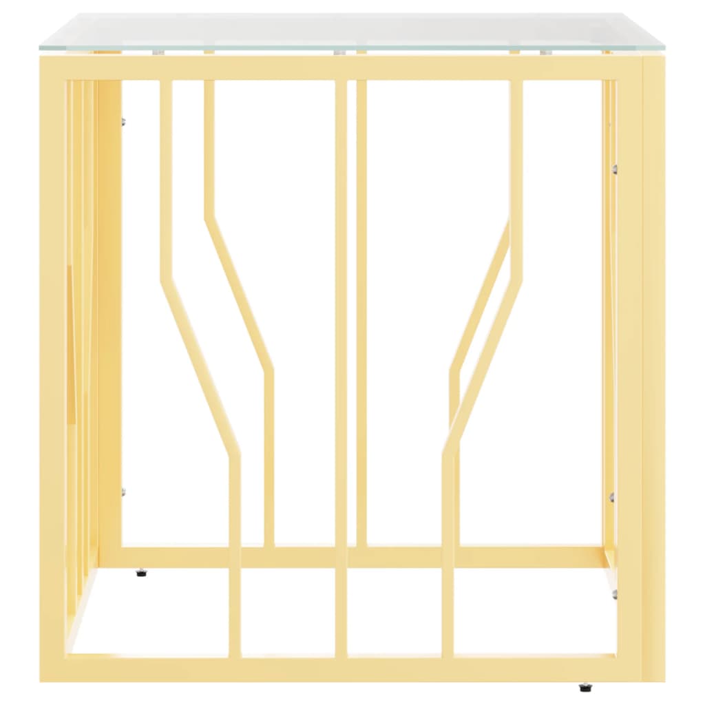 vidaXL Mesa de centro 50x50x50 cm aço inoxidável e vidro dourado