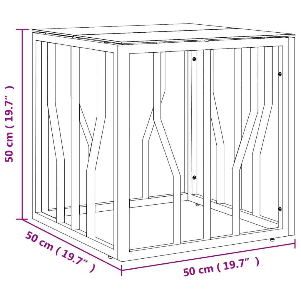 vidaXL Mesa de centro 50x50x50 cm aço inoxidável e vidro dourado